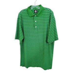 FootJoy Mens Shirt Large Green White Striped Active Polo Golf
